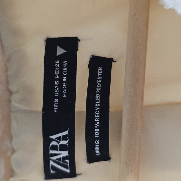 ZARA Cream Teddy Sherpa Bomber Fleece Jacket Size S - Picture 5 of 6